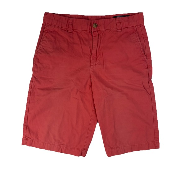Vineyard Vines Boys' Coral Red Cotton Whale Logo Shorts Adjustable Waist Size 16 - Picture 1 of 5